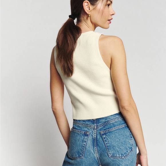 Reformation Myrtle sweater top in fior di latte - size M - Picture 3 of 6